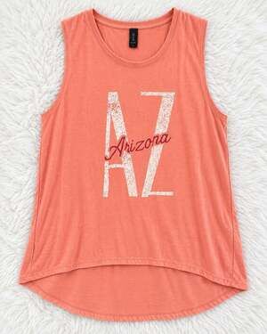 Anvil Women’s Arizona AZ Graphic Sleeveless Tank Top – Coral – Size Large